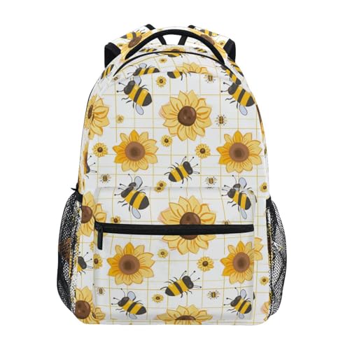 Cute Bee Sunflower (4) Laptop Backpack for Women Men, Personalized College Bookbag Travel Bag Casual Daypack back packs