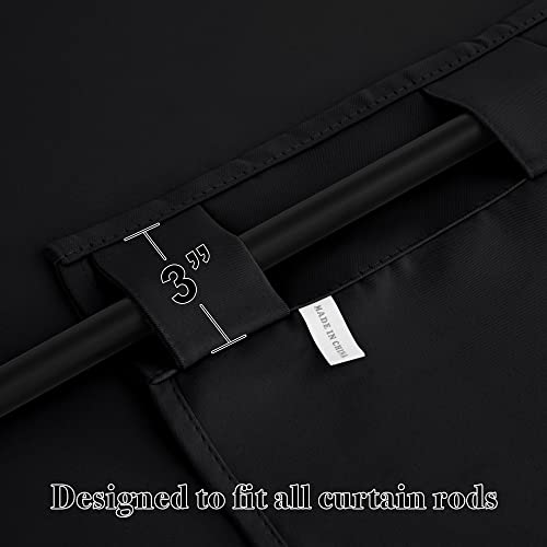 Image of RYB HOME Kitchen Window Curtains - Blackout Privacy Half Window Curtains for Bedroom Bathroom Dining Living Room Cafe Office Short Tiers Drapes, W 34 x L 36 inches, 2 Panels, Black