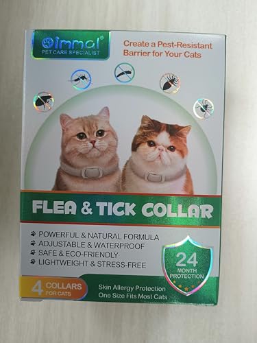 Zecken-Flohband Katze, Flohhalsband für Katzen, 4 Stück gegen Larven und Eier, 24 Monate lang wirksamer Schutz, Schutz vor Hautallergien, weich und bequem, verstellbar, wasserdicht
