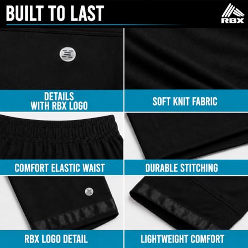 Image of RBX Boys Short Set - 2 Piece Active Performance Short Sleeve Athletic Shirt and Basketball Shorts with Elastic Waistband