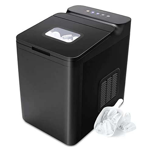 NVYAZJ 1.5L Portable Compact Ice Maker, 125W Countertop Ice Making Machine with 2 Sizes of Bullet Ice Self-Cleaning 9 Cubes Ready in 6 Mins, Specialty Kitchen Appliances