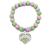 DATOA Graduation Sorority Gifts Bracelet Pink and Green Bead Bracelet Alpha Kappa A Greek Paraphernalia Sorority Jewelry Gifts-Heart