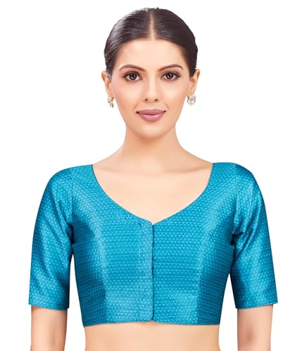Image of Studio Shringaar Women's Brocade Half Sleeve Bright Readymade Saree Blouse