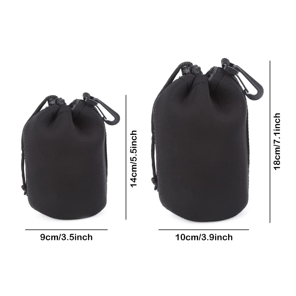 Sacchetti Lenti, Custodia per Obiettivo Set per Proteggere Lenti Dslr, Custodia Protettiva per Obiettivi Fotografici, in Neoprene, Impermeabili, Compatibile con Canon, Nikon, Tamron, L + M, 2 Pezzi