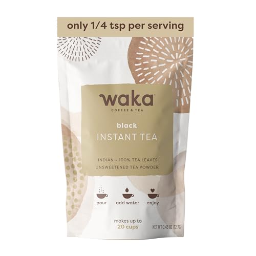 Waka Instant Black Tea Mix, Classic - 100% Tea Leaves, No Additives, Unsweetened Sample/Travel Size Tea Powder - Easy Quick Hot and Iced Teas, Up to 20 Cups or 5 Quarts (.45oz)
