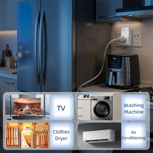 Image of Appliance Surge Protector with Alarm, Voltage Stabilizer Fireproof UL94V-1 Wall Mount Surge Protectors Outlet for Refrigerator, TV & Heavy, Real-Time Monitoring & Custom Voltage 80V-140V, 2Pcs