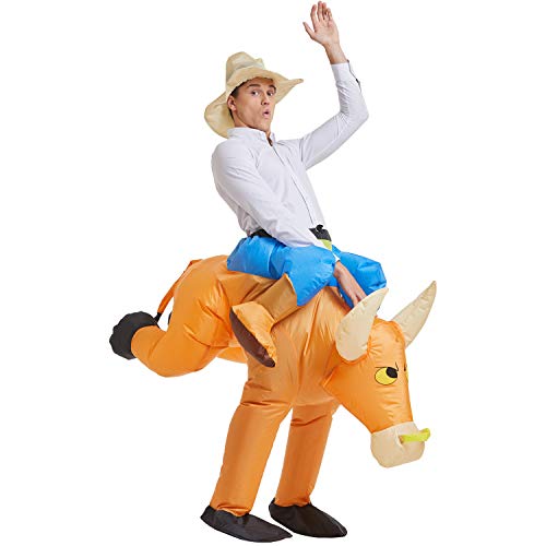 YEAHBEER Inflatable Bull Riding Costume Adult, Inflatable Bull Rider Costume, Blow Up inflatable Costume for Halloween or Party