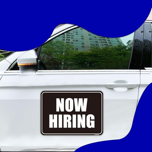 Image of GEEKBEAR Now Hiring Car Magnet (2 Pack) - 11.7 x 8.2 in (Black)