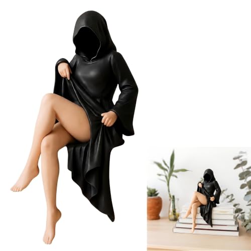 Image of Kaaeiccr Gothic Lady Figurine Resin Statue Dark Fantasy Home Decor Desk | Detailed sculpted textures add artistic character to shelves, cabinets and personal spaces, making it unique collectible gift