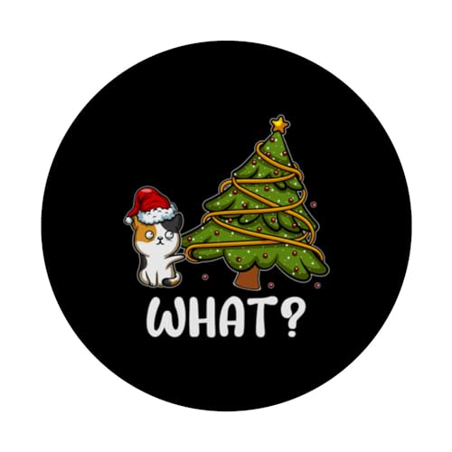 Merry Catmas Cat Christmas PopSockets Swappable PopGrip, Black - Image 3