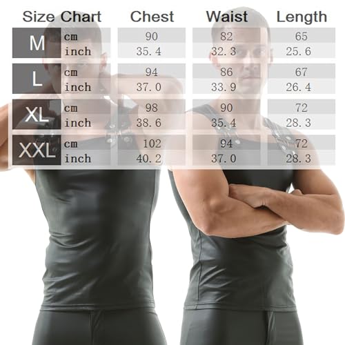 Men's Faux Leather Vest Sleeveless Undershirt Wet Look Tank Top Shirt Clubwear4