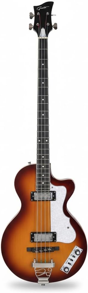 Grote Hollow Body Electric Single-cutaway Bass Guitar Vintage Style Bass with Dual Humbucker Pickups, Professional 4 String Bass for Beginners and Adults (VS)