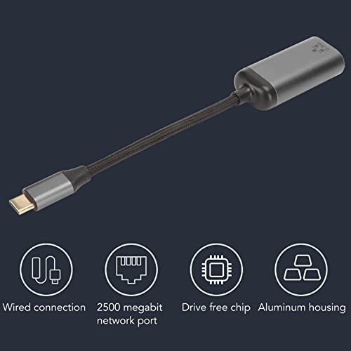 Adaptador USB C para Ethernet 10 100 1000 2500Mbps, USB Tipo C para RJ45 2,5G Gigabit Ethernet LAN A