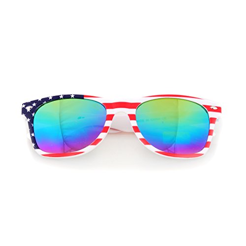 Classic Eyewear Retro 80's American USA Flag Blue Frame Sunglasses (White/Multicolor, 52)3