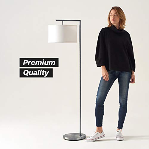 Brightech Montage Modern Floor Lamp, Led Floor Lamp For Living Rooms & Offices - Tall Standing Lamp For Bedroom Reading - Corner Pole Lamp For Contemporary Home Decor - Satin Nickel #TOP2