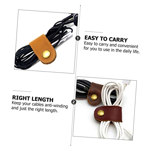 Angoily 20 piezas Clips para manejo de cables Organizadores de cable de cuero Bajo mesa Porta cables para mesa de noche miniatura 3