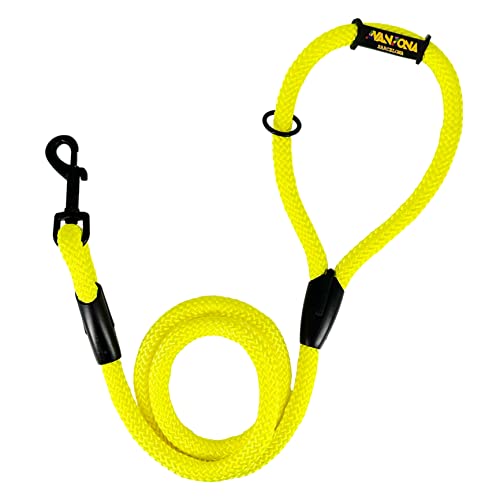 Guinzaglio per addestramento classico per cani, corda in nylon, prodotto in Spagna, per cani di piccola, media e grande taglia. 120CM. Giallo.