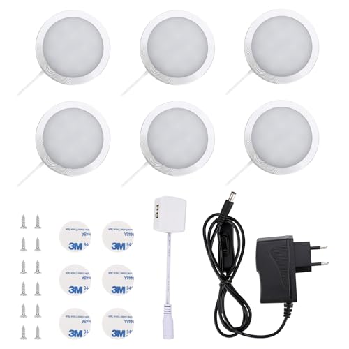 Lightsjoy 6er Vitrinenbeleuchtung LED Unterbauleuchten Warmweiss Schranklicht Schrankbeleuchtung LED Kleiderschrank Beleuchtung Schranklampe 15W,für...