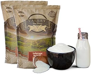Valley Food Storage Freeze Dried Fortified Instant Non Fat Milk (Pack of 2) - Healthy, Pure Dairy - Perfect for Camping, Cooking, Emergency Preparedness (7 Cups)