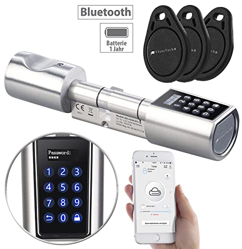VisorTech Türzylinder: Elektronischer Tür-Schließzylinder, Transponder, Code, Bluetooth & App...