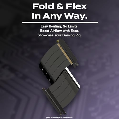 Image of LINKUP - AVA5 PCIE 5.0 Riser Cable | RTX5090 RX9070 GPU Ready | x16 128GB /s Speed | Compatible with PCIe 4.0 | Designed for Mini ITX Case | Double Reverse Black 21cm (Total Length 23cm)