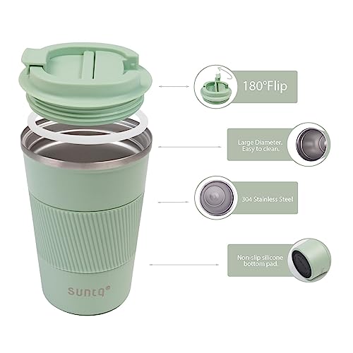 SUNTQ Reusable Coffee Cups Travel, Coffee Travel Mug with Leakproof Lid, Thermal Mug Insulated Cup - Image 3