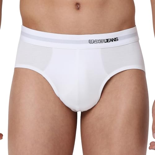 Image of Underjeans Men Premium Mid Grey Cotton Blend Regular Fit Brief