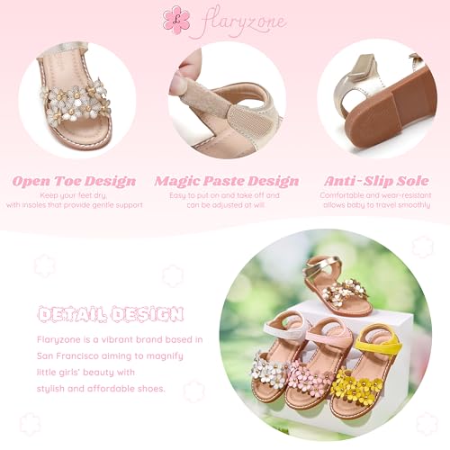 Image of Flaryzone Girls Sandals Open Toe Summer Flats Dress Sandals Shoes Toddler /Little Kid
