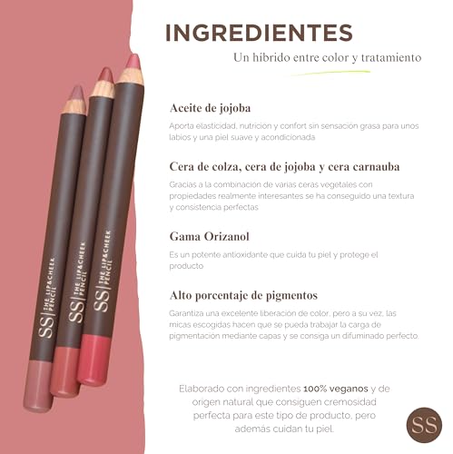 SS| Double S Beauty - Lápiz Perfilador Labios Versátil, Cremoso y Nutritivo | Pintalabios, Colorete y Sombra de Ojos Acabado Ultra Natural Satinado | Lip Liner Labial Fácil y Rápido (Nude Rosado) - imagen 2