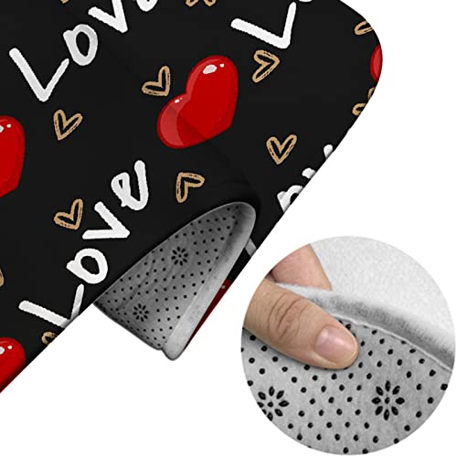 Badezimmerteppich-Set, 3-teilig, Valentinstag-Liebesherz, waschbare Badeteppiche, rutschfest, mit Rückenpolster, Konturteppich und Toilettendeckelbezug – Bild 5