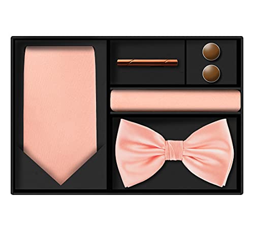 Image of Tie G .5pcs Tie set in a gift box : Tie sets : Solid color Neck tie,Satin Bow tie,Pocket Square, Lapel, Cuffs link