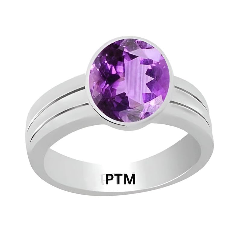 PTM 925 Sterling Silver Amethyst/Kathela 3.25 to 10.25 Ratti or 3.00 to 9.50 Carat Astrological Real Gemstone Bis Hallmark Ring for Men & Women