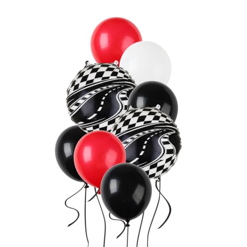 Image of 20 Pcs Race Car Balloons Kit Checkered Racing Track Foil Balloon