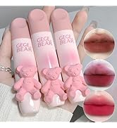 Sitovely 3pcs Cute Bear Matte Lipstick Set, Hydrating Velvet Lip Gloss, Long-Lasting, W...