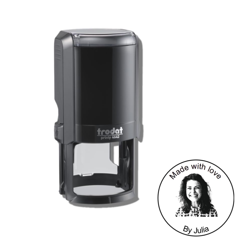 Trodat Black Printy 4642 Personalised Face Stamp - Add Your Face To A Stamp - Imprint Size 40Mm Dia