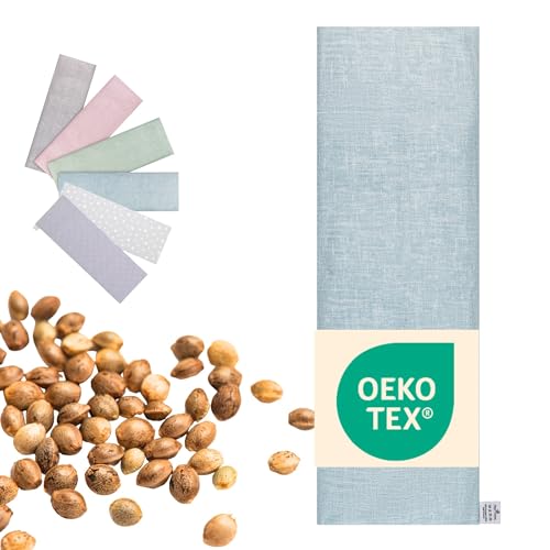 Cuscino Noccioli Ciliegia riscaldabile | Grande XXL lungo 60x20 cm | Cuscino Termico cervicale, semi di ciliegio: collo, spalle, schiena, stomaco | Senza sostanze nocive: certificato OEKO TEX