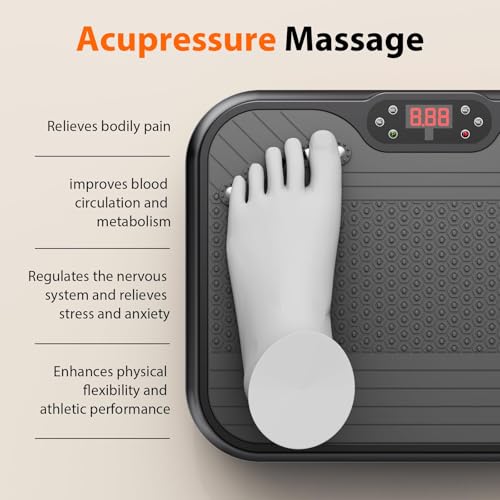 Image of Vibration Plate Exercise Machine for Lymphatic Drainage | 400Lbs Capacity Vibration Platform Machine with 4Resistance Bands, 250-Speed Setting for Leg Massage, Fat Burning&Weight Loss
