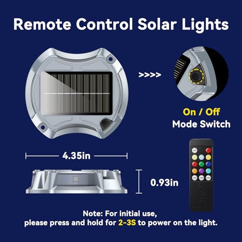 AGPTEK Remote Control Outdoor Solar Driveway Lights 12 Pack, RGB Multi-Colors & Modes Waterproof Color Changing Solar Powered Decorative Marker Security Lights for Garden, Deck, Dock, Step, Sidewalk by AGPTEK - Used condition - Image 8