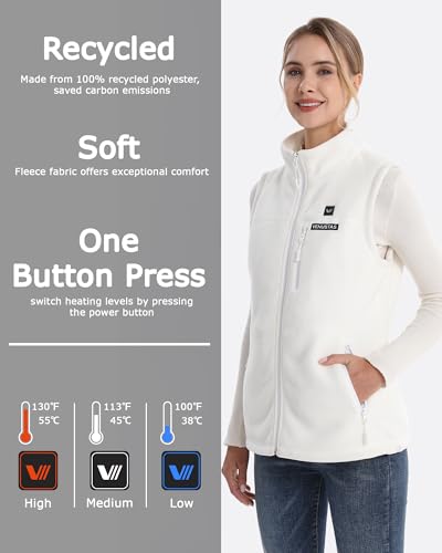 Image of Venustas Women's Heated Fleece Vest with 6 Heating Zones, Ladies' Lightweight Recycled Fleece Electric Vest with Battery