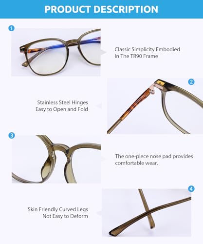 Image of Firmoo Blue Light Blocking Glasses for Women Men, TR90 Square Frame Anti Eyestrain Computer Screen Gaming Glasses