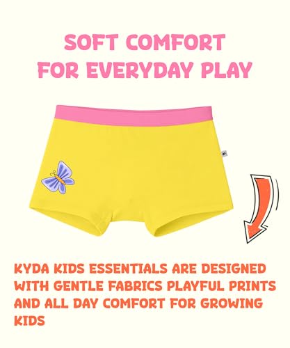 Image of KYDA KIDS Girls Premium Lycra Cotton Printed Panties Soft Waistband Regular Fit Trunks Breathable Daily Innerwear Multicolor Ages 2 to 14 Yr | Pack of 3