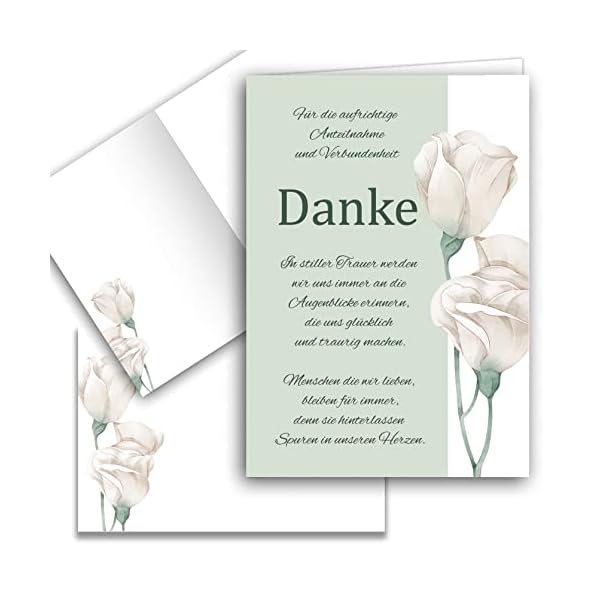 10 Danksagungskarten Trauer mit Text und Umschlag Dankeskarte Klappkarten Trauerkarten Danksagungskarte Kondolenzkarten…