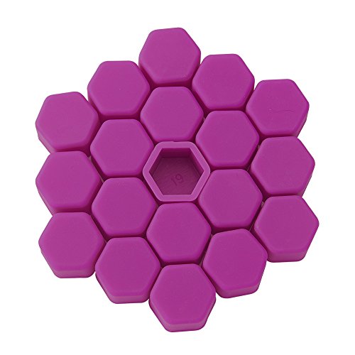 ATMOMO 19mm-Rose RED Silicone Car Wheel Hub Lugs Nuts Bolts Cover Protective Cap Dust Protective Tyre Valve Screw Cap Cover(20pcs/Set)