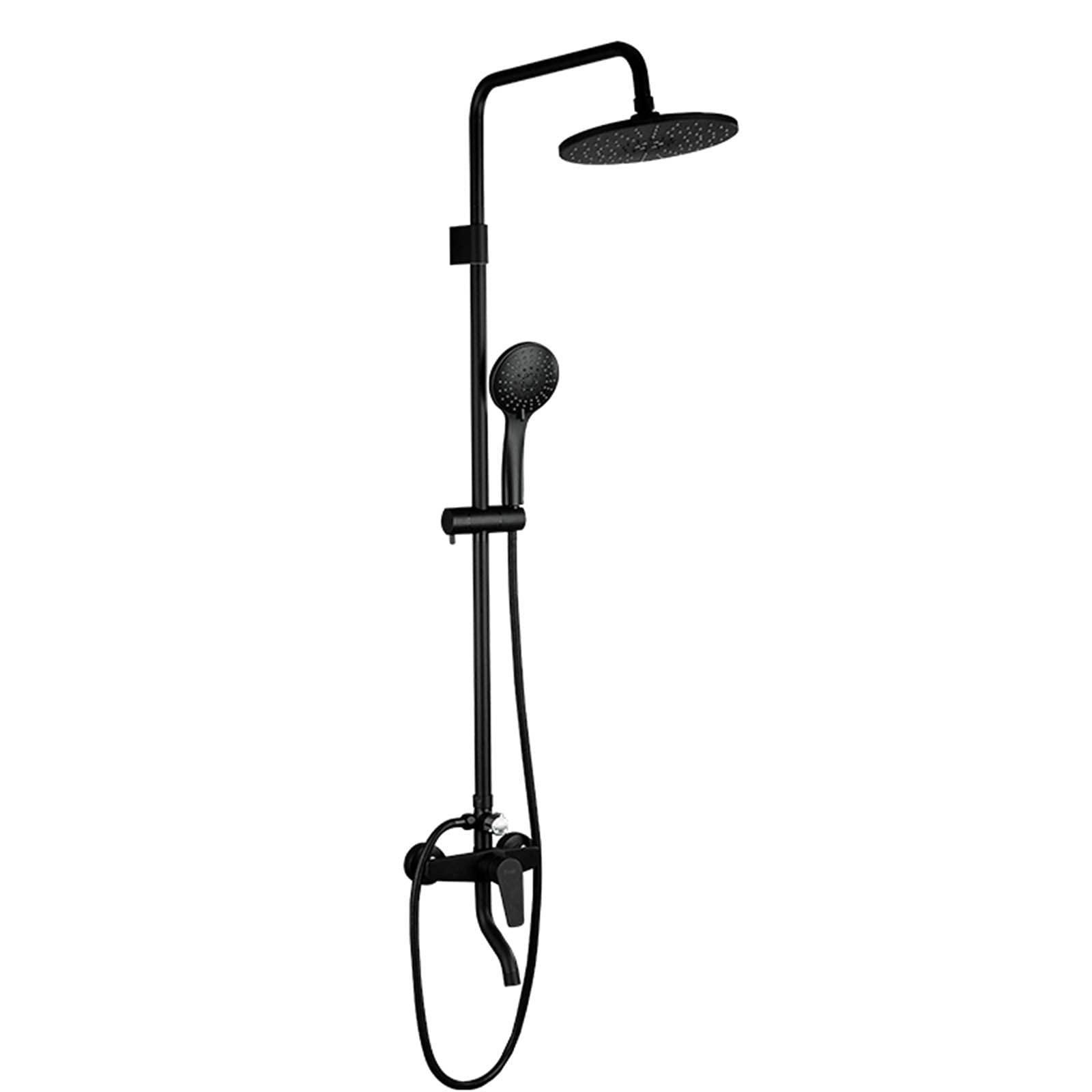 Systèmes de douche à effet pluie noir mat avec douchette et mitigeur triple fonction