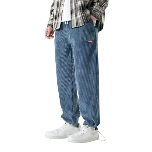 Herren-Jogginghose aus Cord – lässige Cargohose mit elastischem Bund, konischer Passform und Kordelzug, mehrere Taschen, bequeme Baggy-Sweathose, a, 4XL
