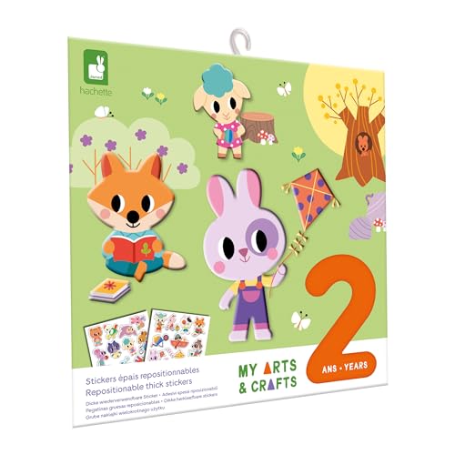 Janod - My Arts & Crafts - Dès 2 Ans – Stickers Epais Repositionnables - 1 Décor Recto-Verso et 2 Planches de Stickers - Kit Loisir Créatif Enfant -...