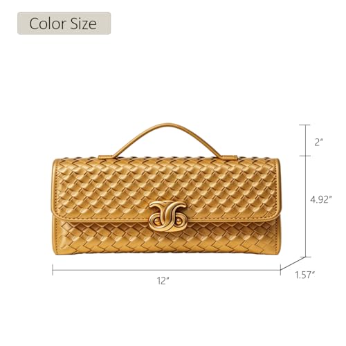 Image of JYG Woven Handbag for Women Fashion Evening Shoulder Bag PU Leather Handmade Clutch Purse Casual Crossbody Bags 2024