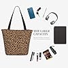Leopard Print Tote Bag for Women - Lightweight Reusable Canvas Tote Bag with Zipper,Hand Strap Cotton Tote Bags Bulk for Grocery Bags,Shopping Bags #5
