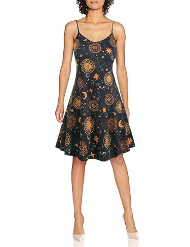 Women s Plus Size Dresses Casual Mini Dress Sleeveless Sun Moon Star Print Swing Beach Sling Dress Yellow