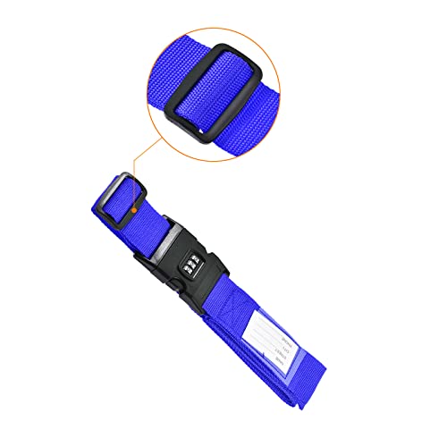 Image of M METERXITY 1 Pack Luggage Strap Suitcase Belt- Travel Combination Lock Adjustable PP Baggage Accessory with Buckle, Apply to Suitcase (79x2 Inch, Dark Blue)